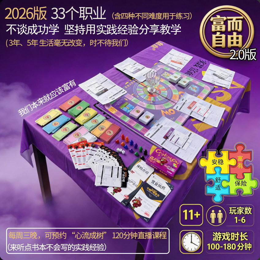 2026正版现金流游戏1.0保险财富流富爸爸穷爸2.0富而自由老鼠赛跑