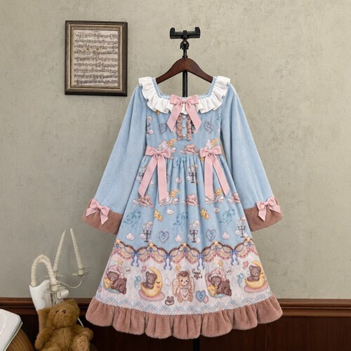 DeerImmortal 秋季新款加厚睡裙可外穿可爱甜美女生家居服睡衣