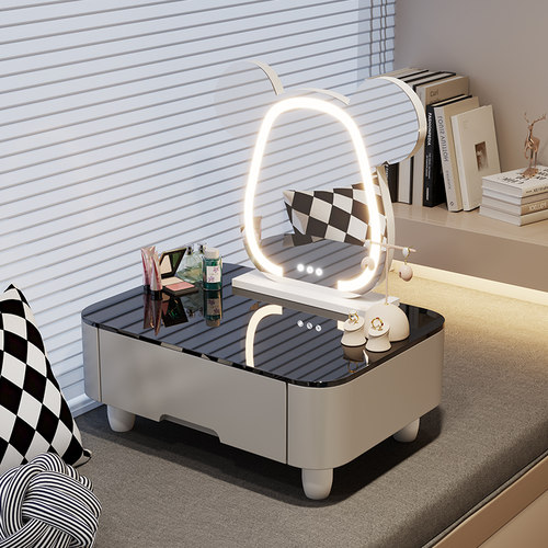 飘窗梳妆台带灯现代简约北欧网红小户型榻榻米轻奢化妆台收纳