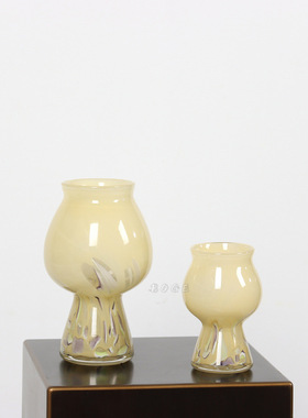 简约迷你中古花瓶奶油风高脚花瓶家居软装商品插花器摆件中古风