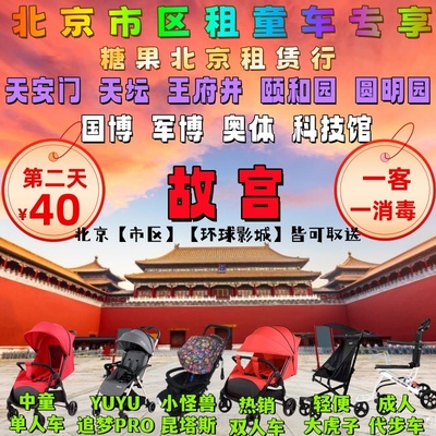 北京市区故宫环球影城租童车儿童车手推车童车出租可躺小推车