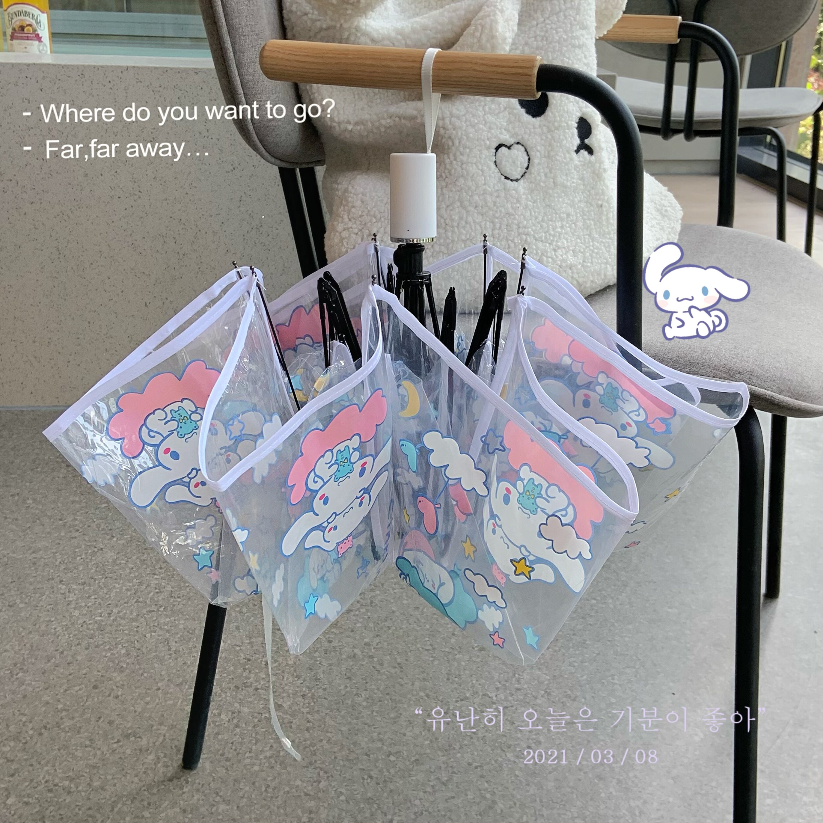 二元次卡通动漫玉桂狗透明雨伞学生可爱ins折叠便携小巧小清新伞