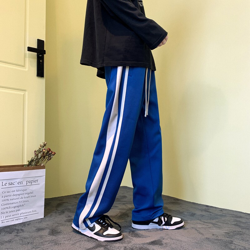 2026新款秋冬款斜纹运动裤子潮牌拉链拖地男长裤xz1002-1-K50P55图片