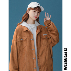 中性款！秋装新款麂皮绒夹克外套休闲鹿皮大码休闲工装上衣，男装夹克，星座906（原电商a316-1）