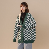 新款春秋中性棋盘格毛衣情侣潮流宽松针织开衫XZ1002-1-Y22P55，男装针织衫/毛衣，星座906（原电商a316-1）