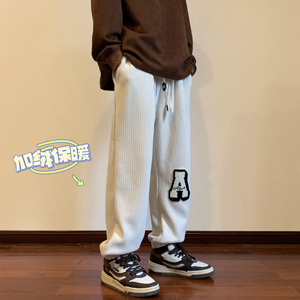 雪尼尔新款字母毛巾绣束脚卫裤冬季保暖裤xz1002-1-K1058P68控88图片