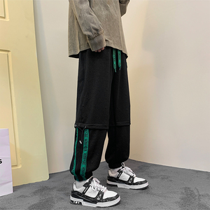 2026新款春秋宽松贴标束脚裤潮流运动裤xz1002-1-K53P55控75图片