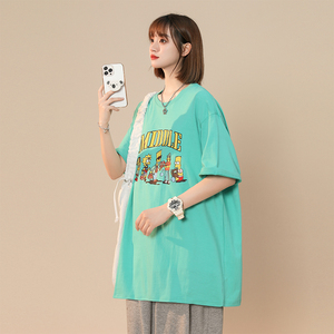 xz1002-Y49P25限39 克莱因蓝 T恤印花中性宽松落肩男女短袖图片