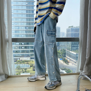 2026年春季排扣宽松休闲牛仔裤百搭长裤子z1002-1-K42P52图片