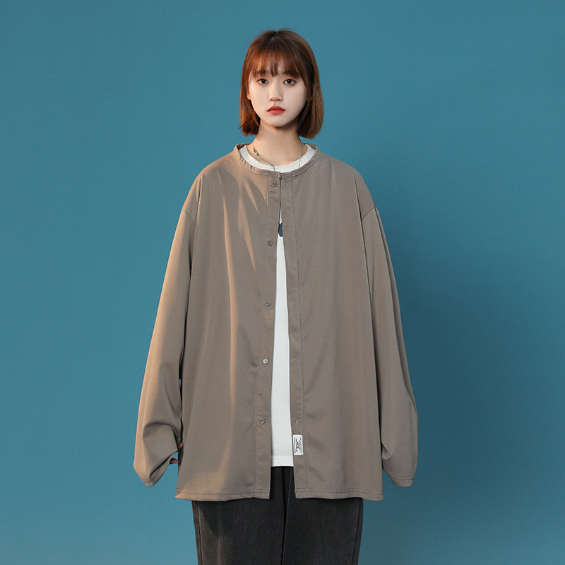 2026秋季新款中性潮流圆领宽松开衫女衬衫xz1002-1-Y56p60,男装衬衫,星座906（原电商a316-1）