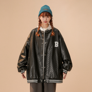 中性款！2026秋季新款PU棒球服宽松休闲皮夹克xz1002-1-Y58P105图片