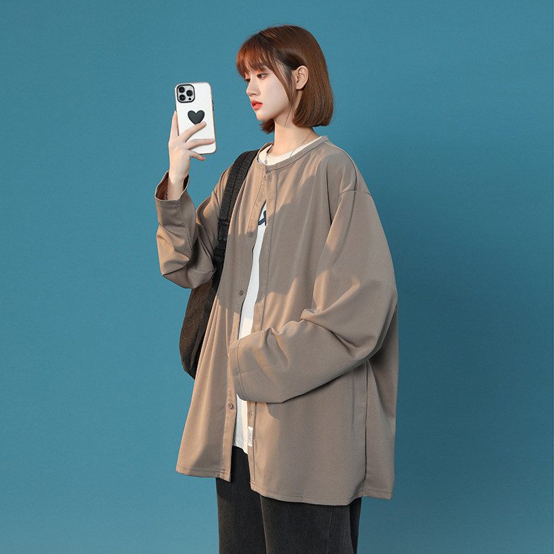 2026秋季新款中性潮流圆领宽松开衫衬衫男女xz1002-1-Y56p60,男装衬衫,星座906（原电商a316-1）