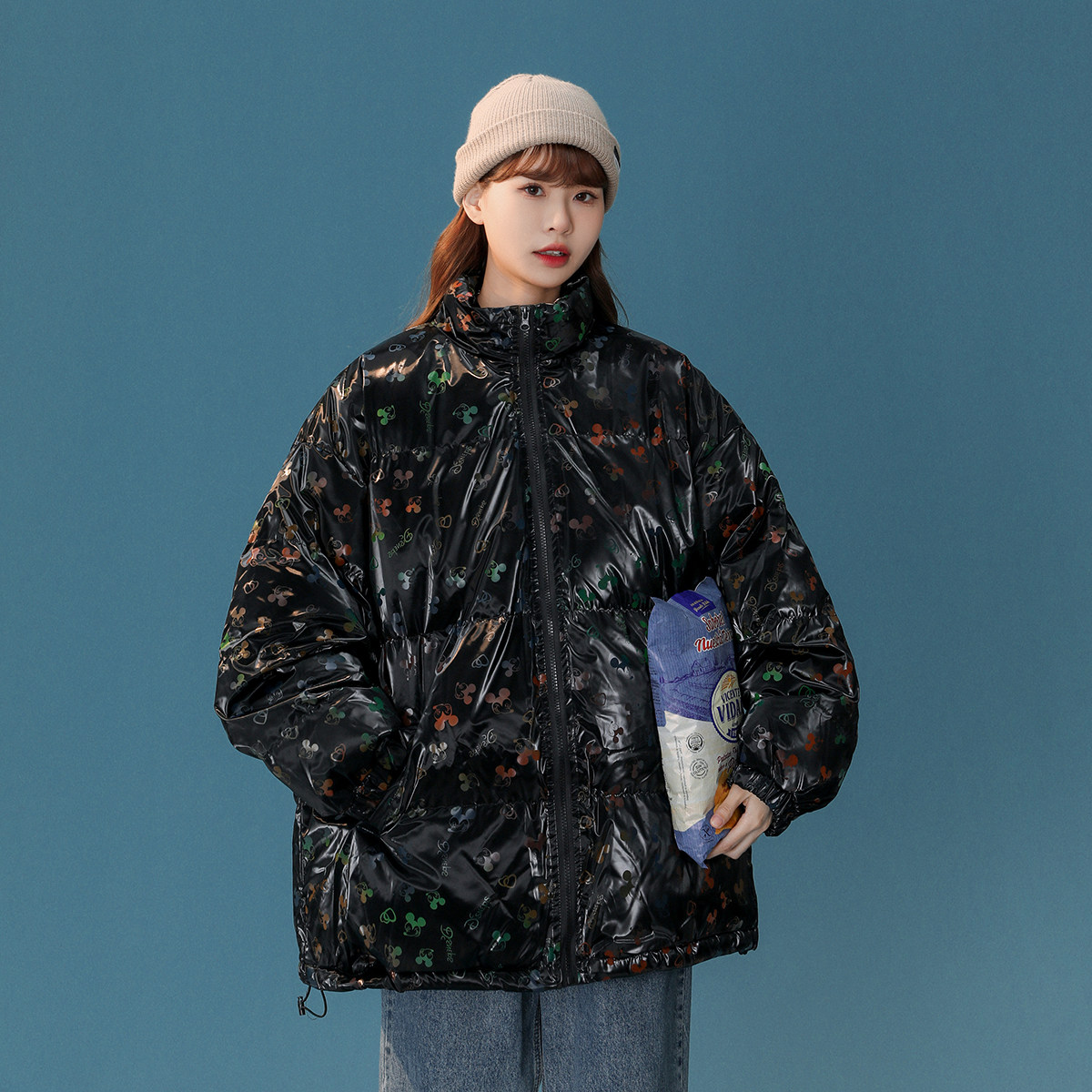 冬季新款米老鼠加厚印花潮流面包服xz1002-1-Y70p125控155,女包手腕包,星座906（原电商a316-1）