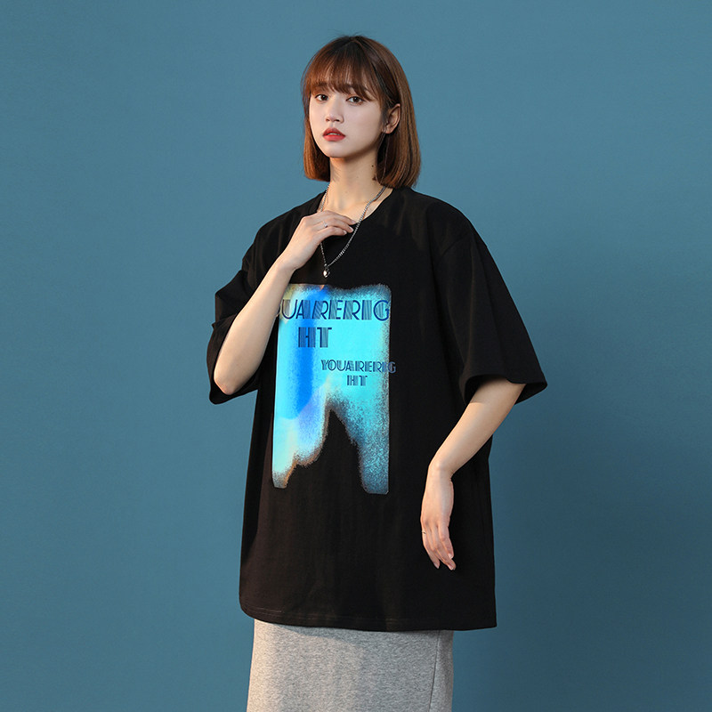 2022中性夏季新款原创字母印花短袖xz1002-1-Y32P25控38图片