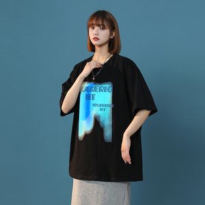 2022中性夏季新款原创字母印花短袖xz1002-1-Y32P25控38图片