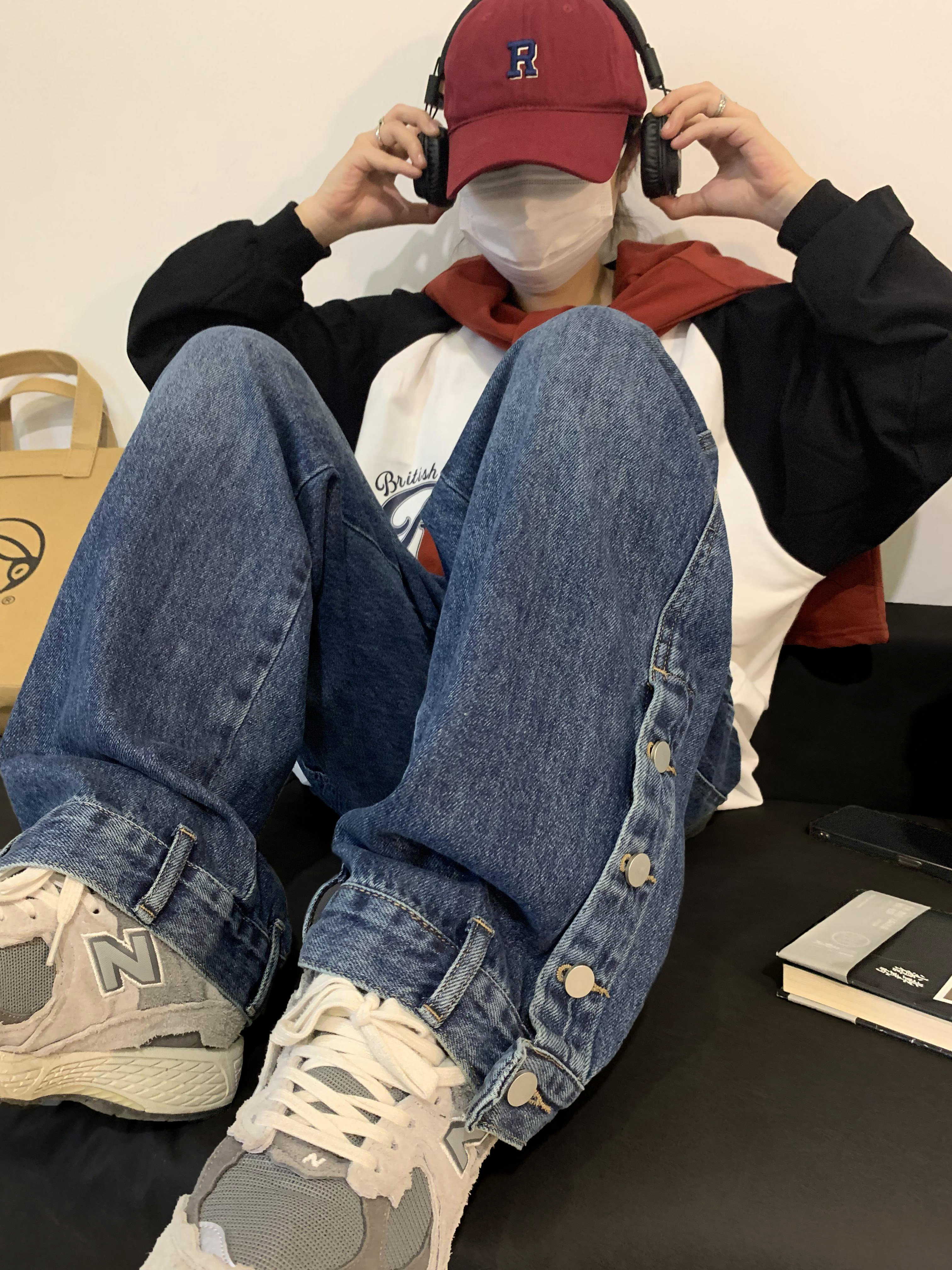 2025春季新款排扣牛仔裤宽松直筒裤子xz1002-1-K1062P65控78,男装牛仔裤,星座906（原电商a316-1）