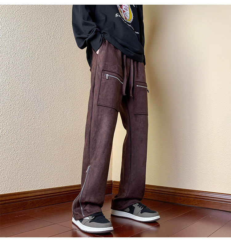 2026新款美式休闲拉链拖地裤潮牌长裤xz1002-1-K52p65控85,男装休闲裤,星座906（原电商a316-1）