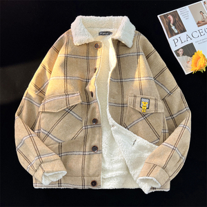 中性款!新款毛呢加绒加厚夹克宽松棉衣xz1002-1-Y67p105控135图片