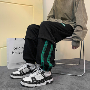 2026新款春秋宽松贴标束脚裤男女潮流运动裤xz1002-1-K53P55控75,女装休闲裤,星座906（原电商a316-1）