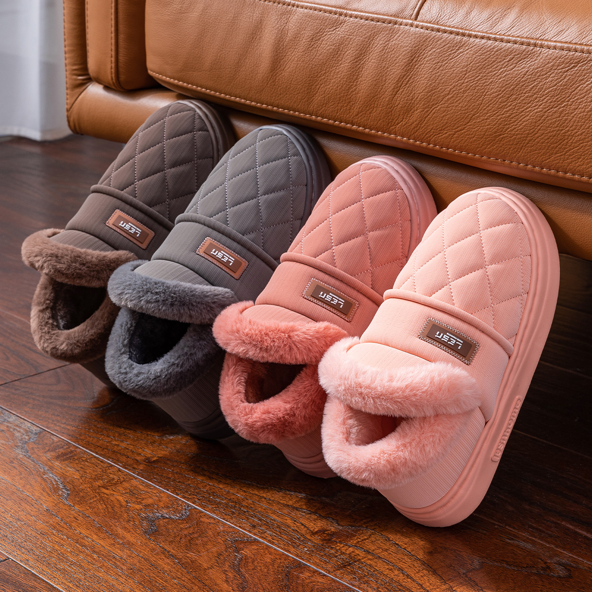 棉鞋女士冬季2024新款户外加绒保暖毛毛鞋包跟防水棉鞋男士冬款