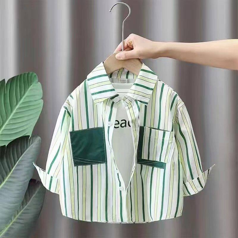 男童衬衫春夏装长袖2024新款中小儿童春秋款洋气韩版上衣薄款外套