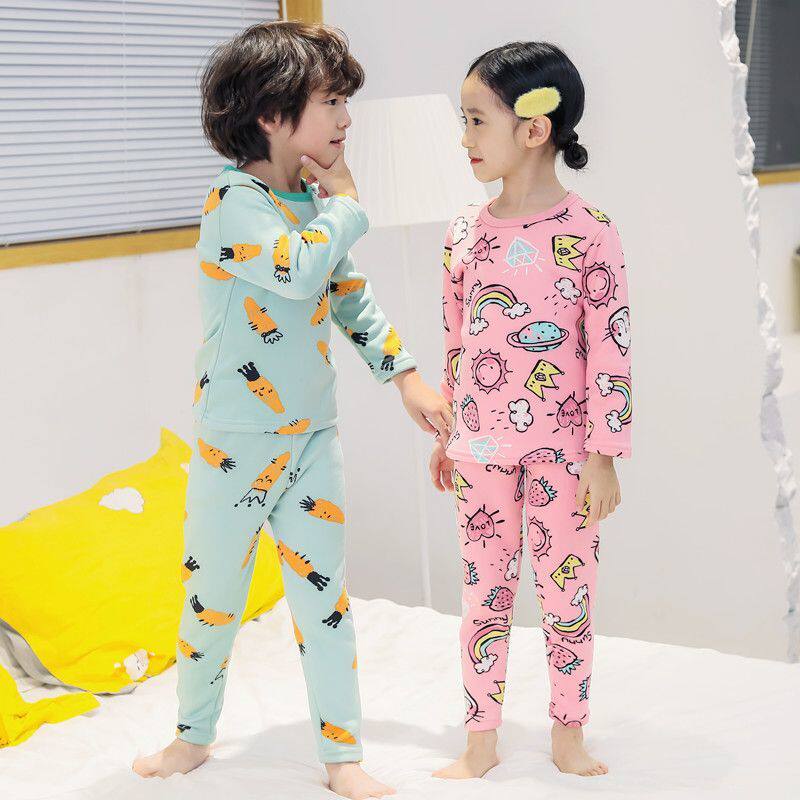 儿童秋冬内衣套装加绒加厚男孩中大童秋衣秋裤保暖女童睡衣家居服