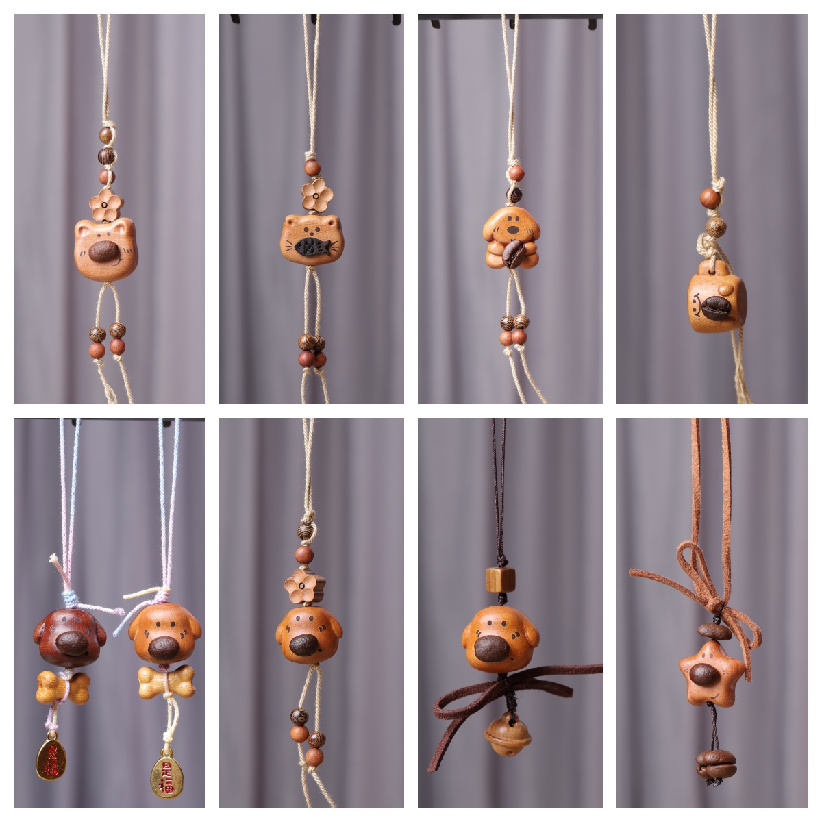 可爱小熊枣木咖啡豆挂饰