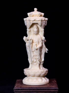 象牙果西方三圣佛像观世音摆件