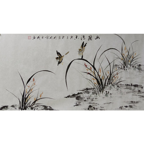 纯手绘兰花国画客厅装饰画挂画
