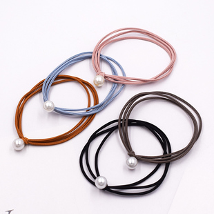 韩国简约百搭气质珍珠丸子头头绳新款 黑色通勤百搭扎头发皮筋发绳