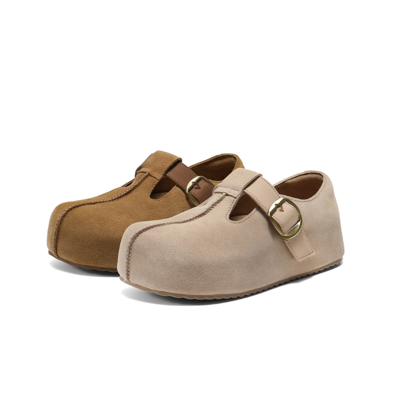 2025秋新款女鞋厚底花生吐司勃肯鞋2代休闲圆头平底女单鞋B2840C