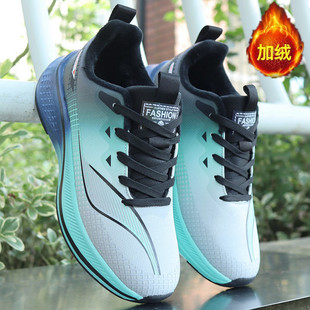 加绒运动鞋男款冬季青少年软底超轻减震保暖棉鞋初中生专用跑步鞋