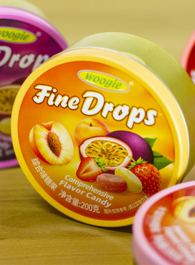 Woogie综合味水果硬糖200g铁盒柠檬味儿童草莓味糖果休闲小吃零食