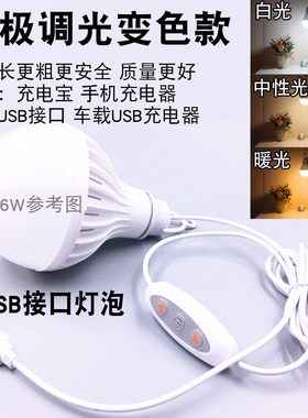 大功率强光USB照明灯三色光调光
