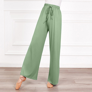 古典舞瑜伽裤 垂感弹力直筒甩裤 宽松 女成人高腰阔腿裤 现代舞练功裤