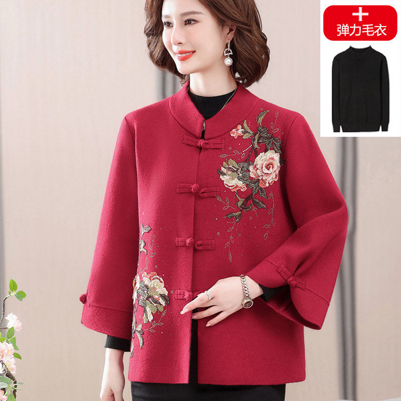 妈妈秋季结婚礼服外套大码喜婆婆婚宴上衣服老太太唐装中老年女装
