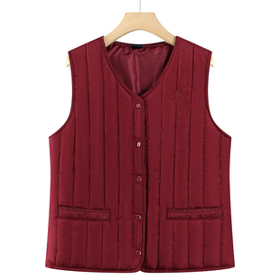 奶奶冬装轻薄短款马甲女中老年妈妈羽绒棉背心外传内搭坎肩上衣服