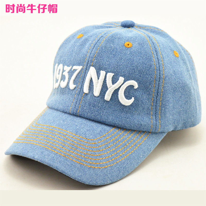 牛仔棒球帽字母男女 时尚韩版潮帽防晒休闲帽子 大沿户外运动