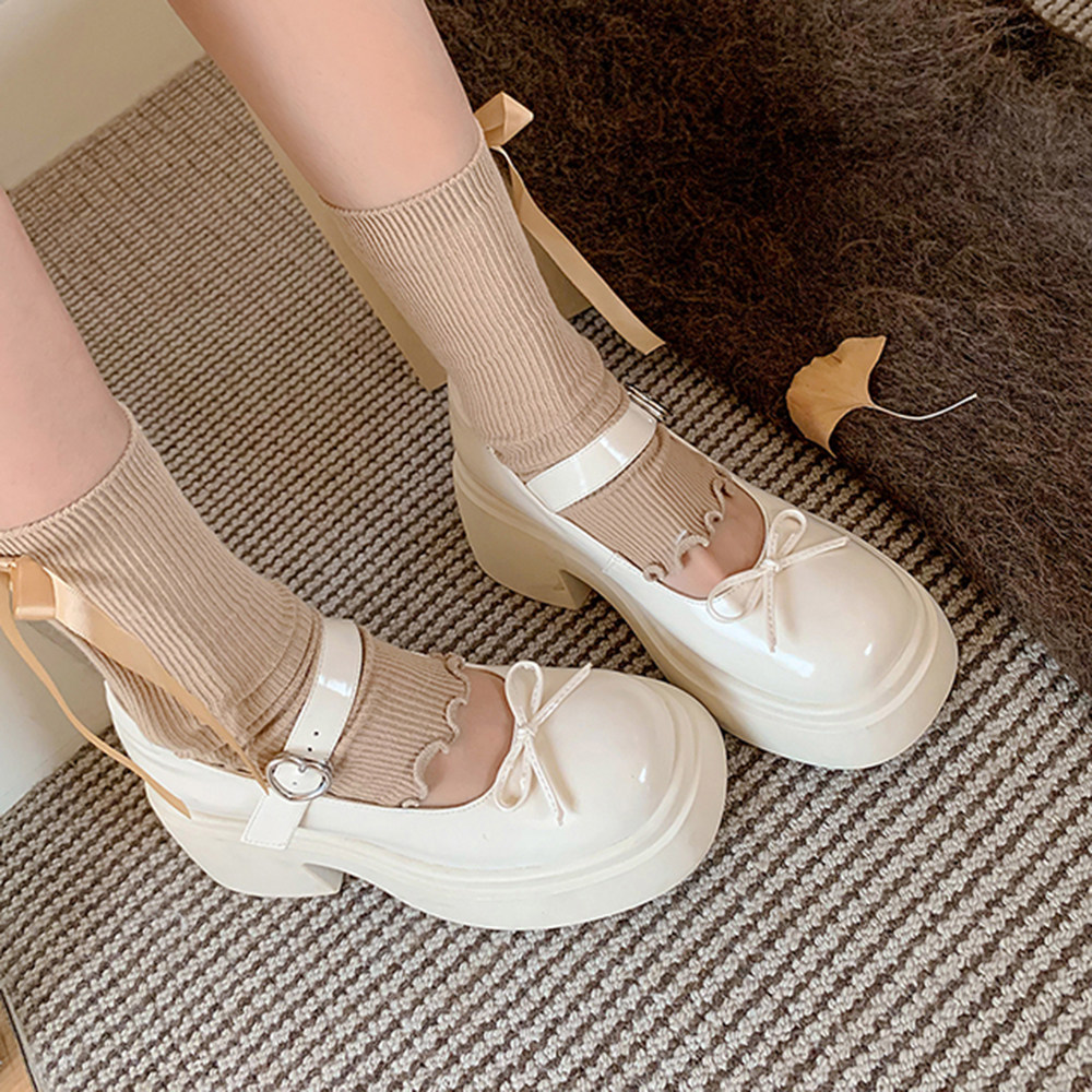 法式复古圆头厚底真皮小皮鞋2026新款交叉绑带粗跟玛丽珍女鞋单鞋,女鞋,玛丽珍鞋,淘宝优惠券,粉丝福利购,淘宝优惠卷