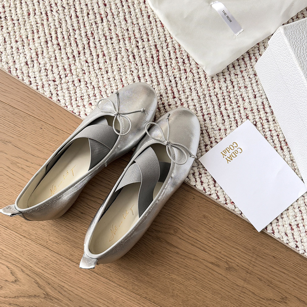 芭蕾风交叉带玛丽珍鞋女银色蝴蝶结浅口平底圆头单鞋法式复古单鞋,女鞋,玛丽珍鞋,淘宝优惠券,粉丝福利购,淘宝优惠卷