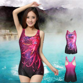 游泳衣 泡温泉性感大码 英发专业泳衣女保守连体平角 显瘦遮肚泳装