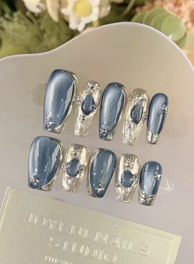 【蔚蓝岛屿】布契拉提奇迹湖蓝手工美甲甲片蓝色猫眼爆款