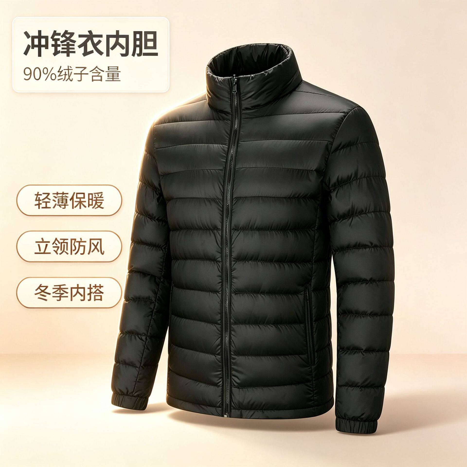 单卖冲锋衣内胆羽绒服男新标90鸭绒蓄热保暖配冲锋衣三合一内搭女