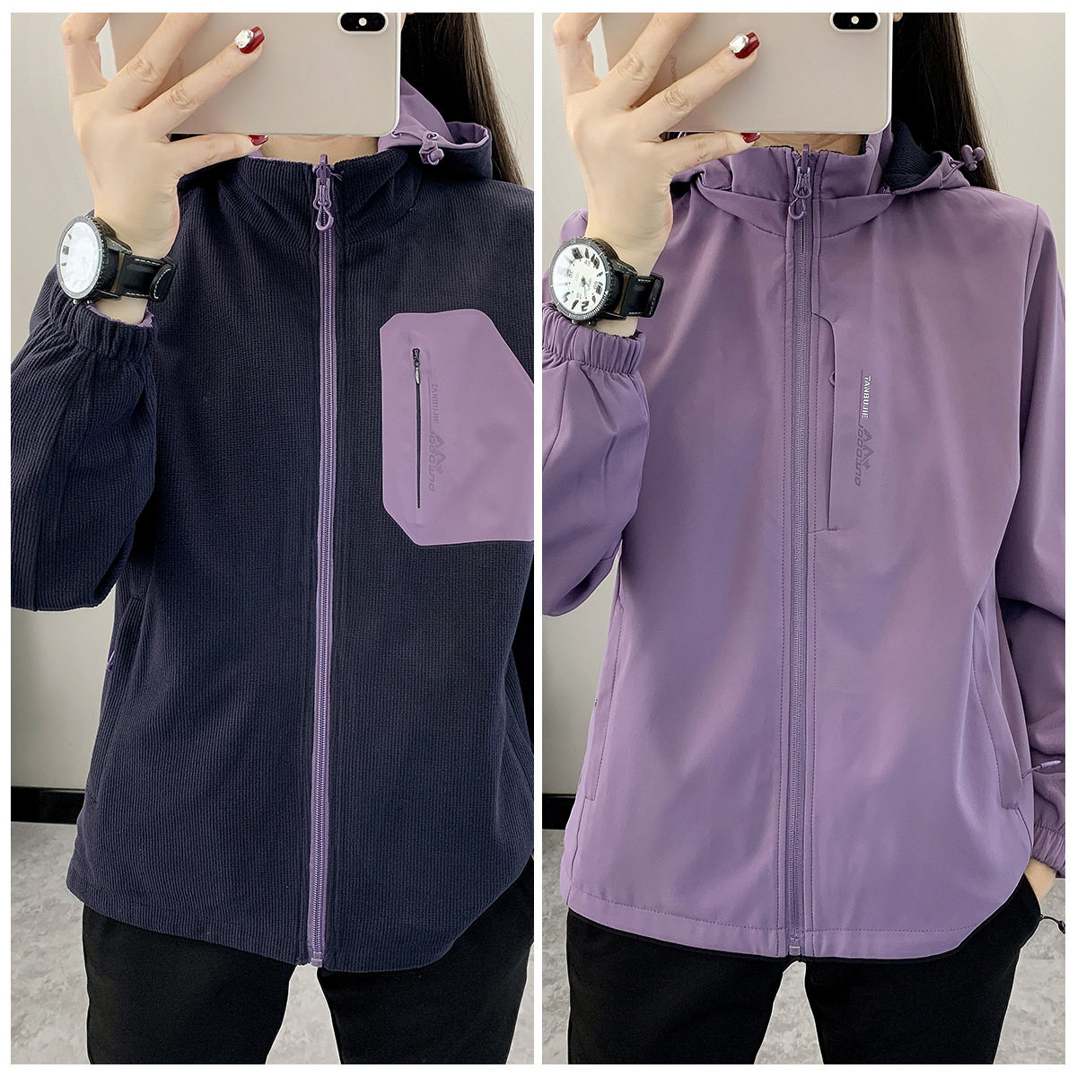 双面穿团购户外冬季冲锋衣女防风防水宽松可拆卸登山服加厚外套男