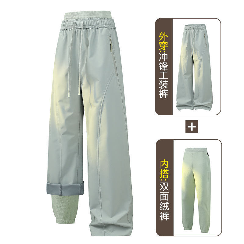 户外登山运动男女加厚软壳裤三合一冲锋裤工装裤情侣款防风滑雪裤