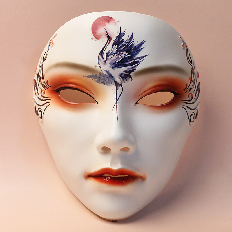 魂作物国潮古风面具网红装扮假面舞会涂鸦手绘古装jk汉服配饰面罩