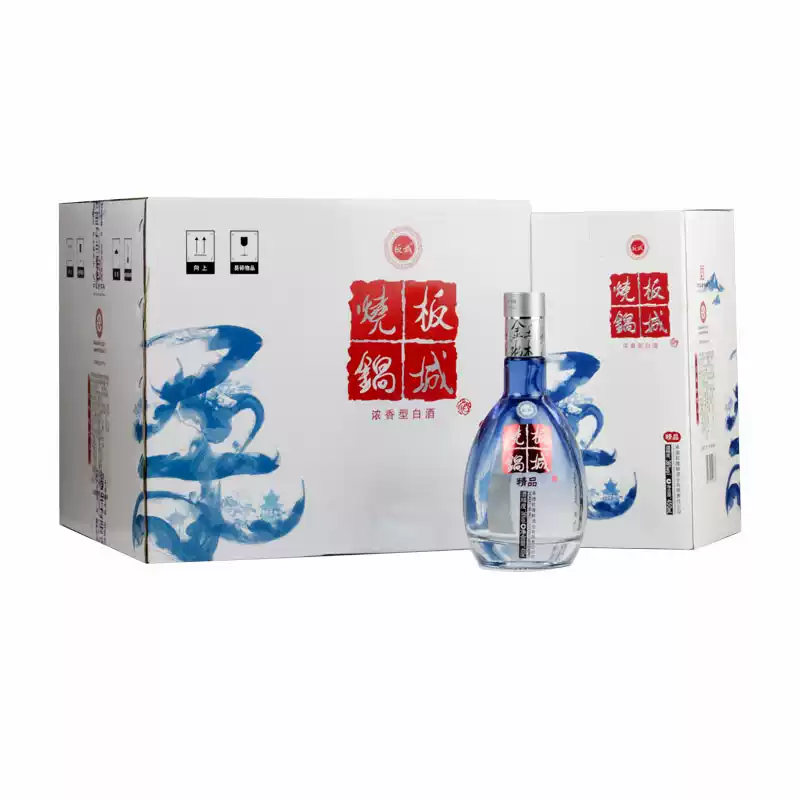 河北承德板城烧锅36度纯粮固态浓香型白酒精品蓝柔450ML4瓶装整箱