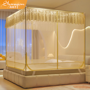 尚尚芊新款家用蚊帐母婴可用卧室坐床帐纱宝宝防摔通用涤纶全罩式