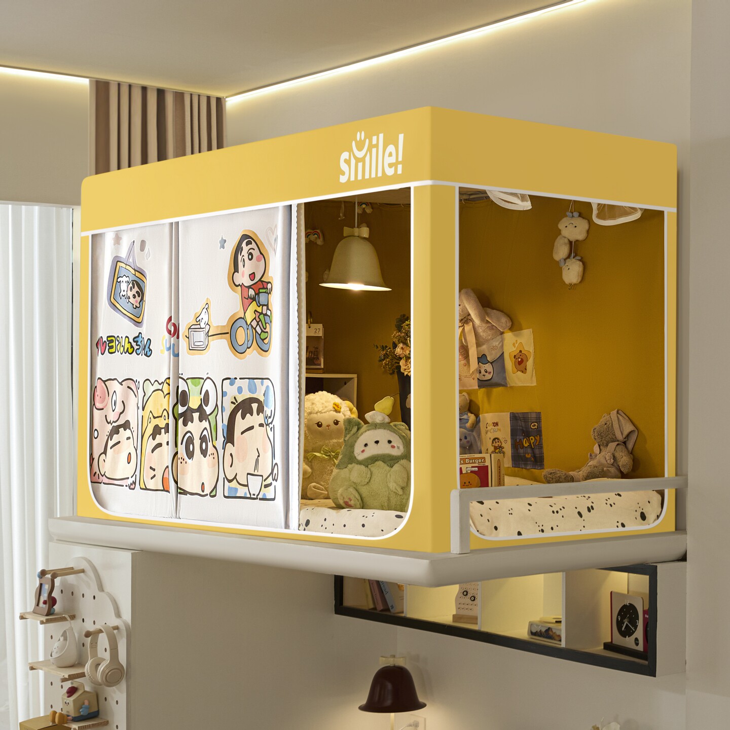 尚尚芊学生宿舍蚊帐强遮光卡通拉链方帐铁艺支架上下铺专用床帘