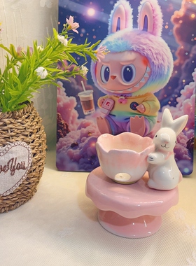 陶瓷摆件仓鼠水樽增高托盘纯色水壶架加高底座金丝熊水壶兔子水樽